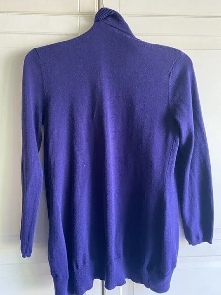 Linda Matthews Women’s Open Ruffled Long Line‎ Cardigan Sweater Sz M - Picture 2 of 6